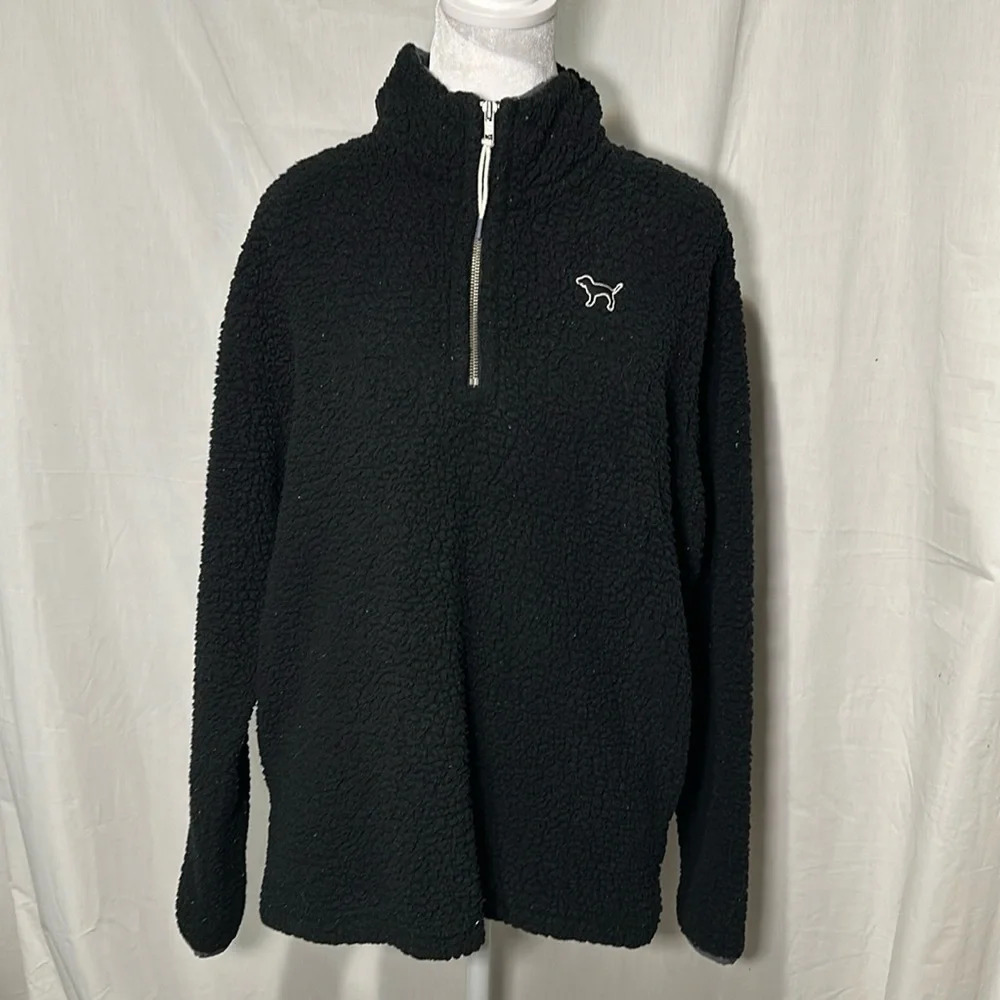 black PINK Victoria's Secret Womens Sherpa Pullover size small